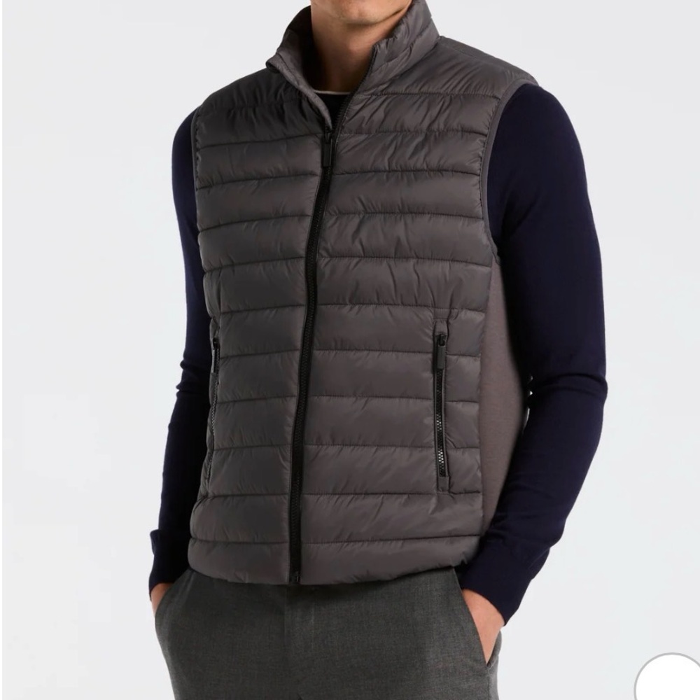 Men's Quilted Gray Puffer Vest - Sleek Layering Essential